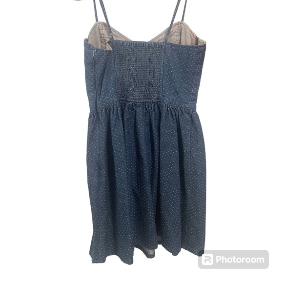 Free people Blue denim dress with Polk a dots size Small/Petite - Picture 7 of 7